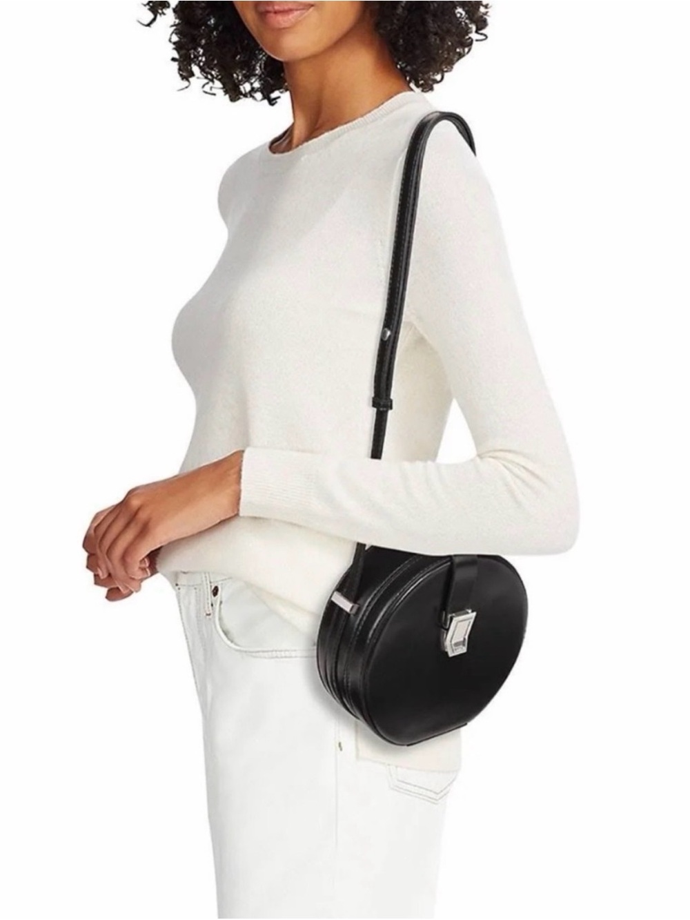 NWOT rag & bone Max Circular Leather Crossbody Bag, Black W/ Dustbag